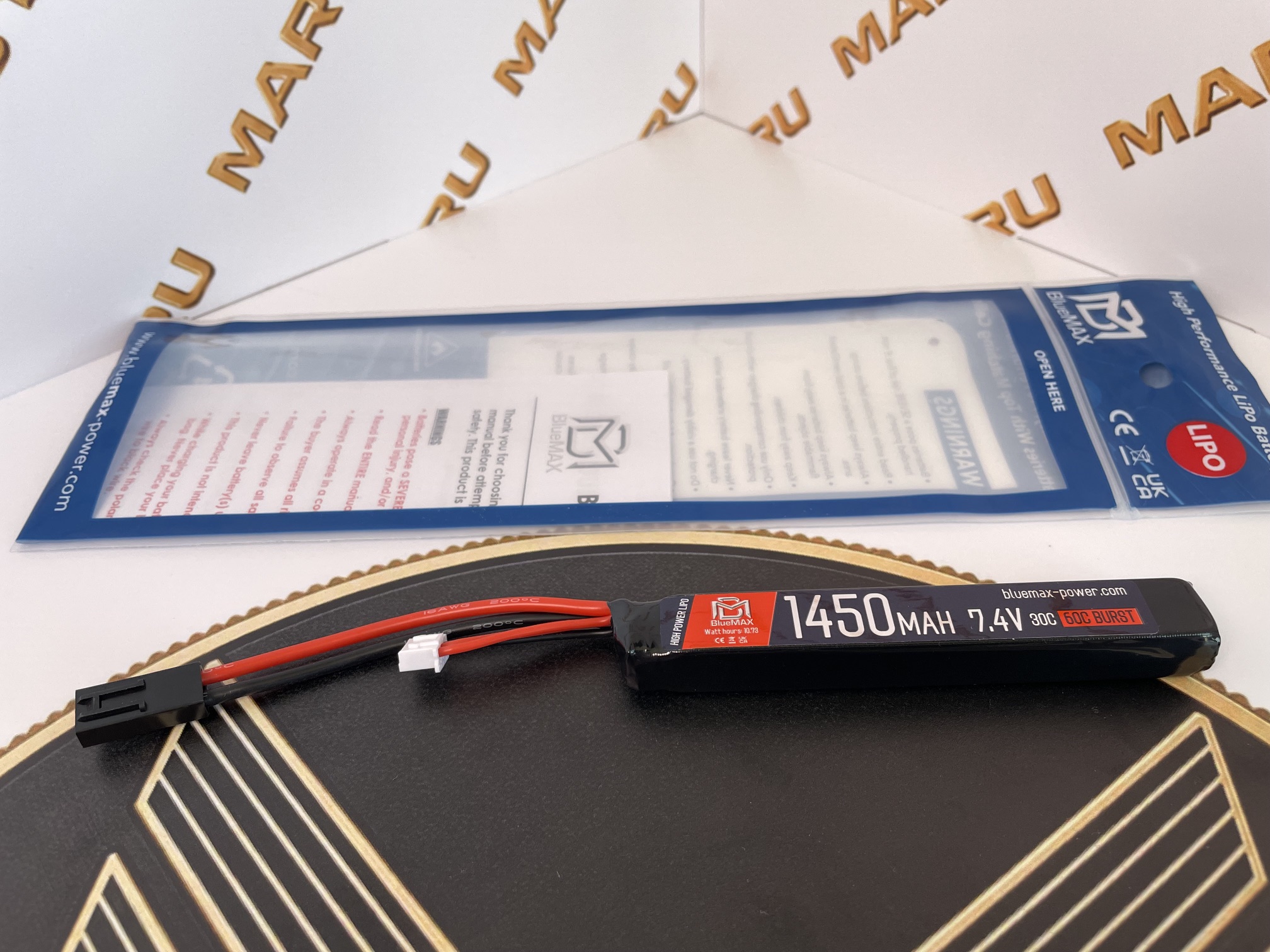 АКБ BlueMAX 1450mAh LiPO 7.4V 30C stick 15x16x115mm G36. AK